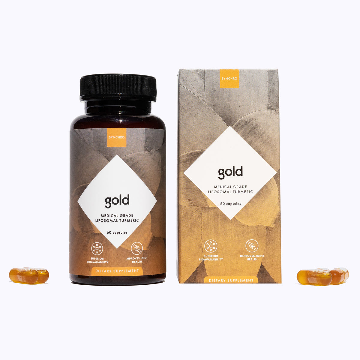 Gold Medical Grade Liposomal Turmeric Curcumin Supplement Synchro