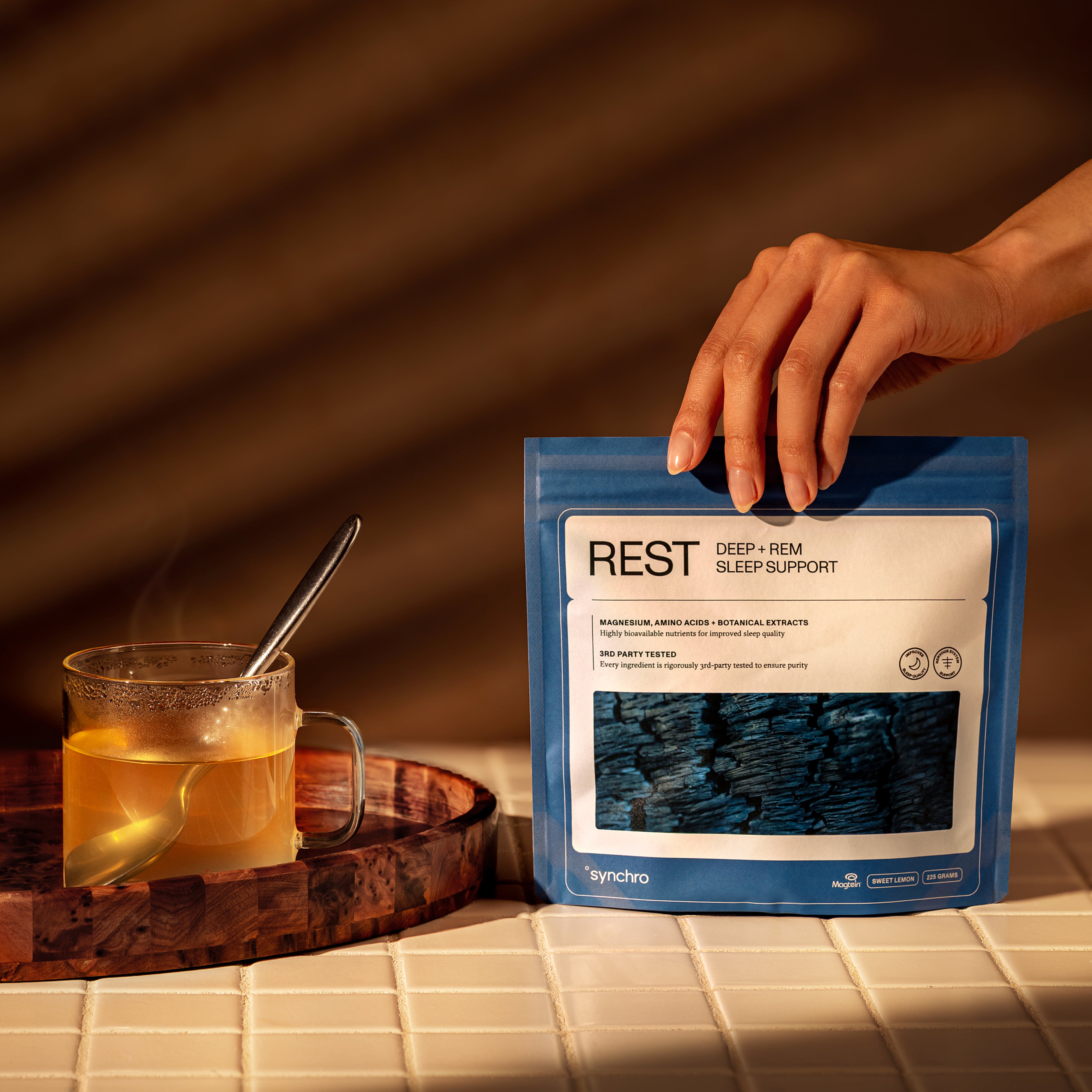 プロテイン　rest well  sleep tech Rest | Deep + REM Sleep Support – Synchro